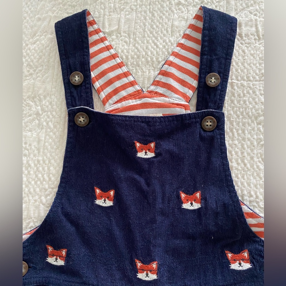 JoJo Mama Corduroy Fox Overalls Size 2-3yrs